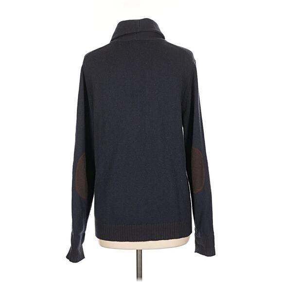 Glen Lyon Navy Blue Cashmere Button Cardigan Elbow Pads L - Picture 2 of 4